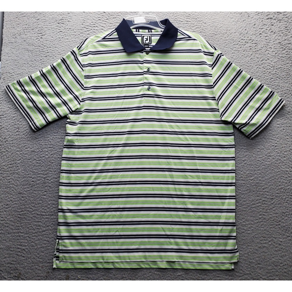 FootJoy Golf Polo Shirt Men XL Multi Striped Crystal Tree Golf Logo Athletic Fit